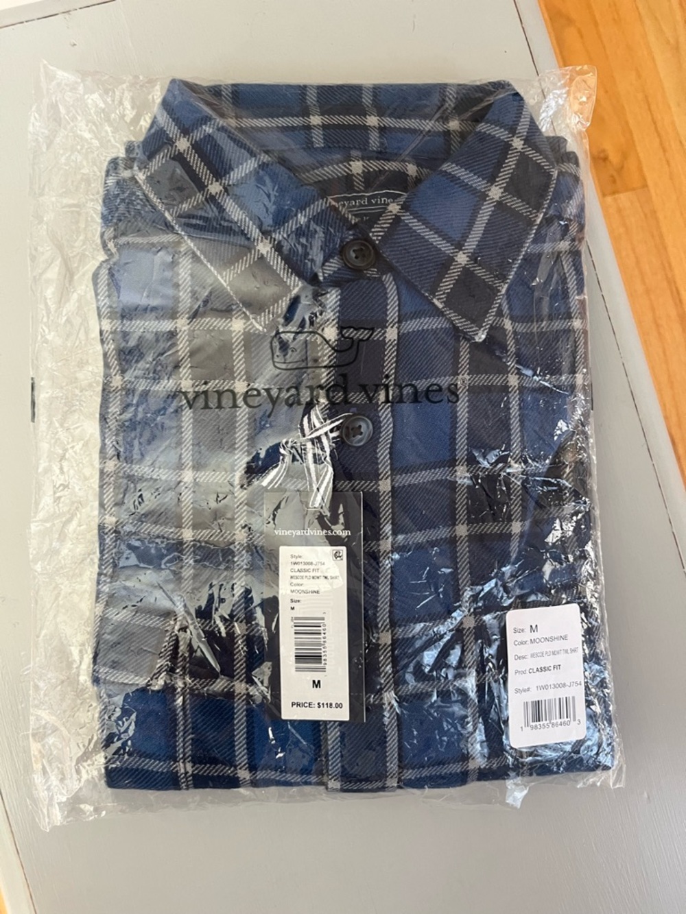 Vineyard Vines Moonstone Blue Plaid Button-Down Shirt